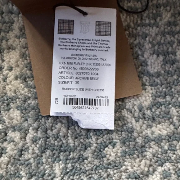 Burberry Plaid Slide Sandals in Black and Tan - Picture 6 of 6